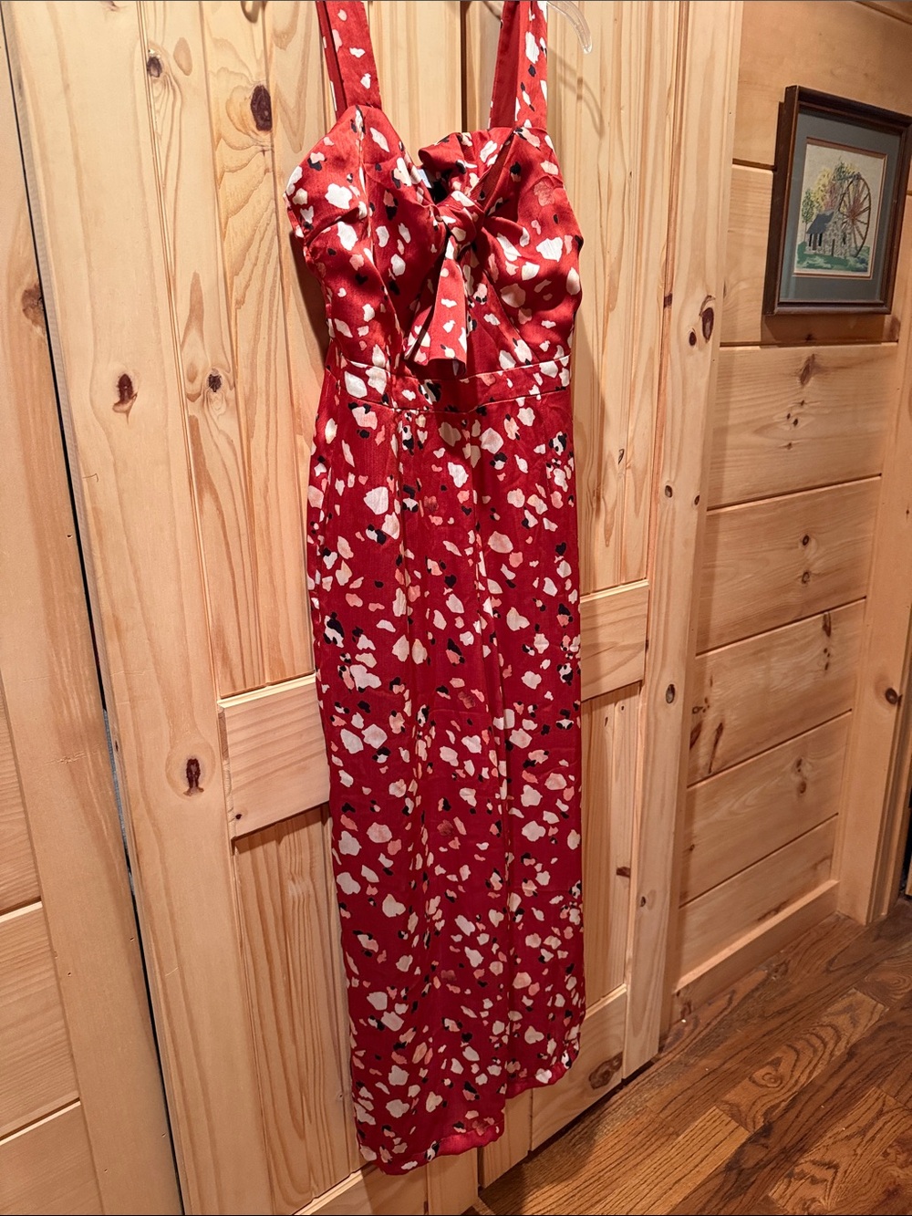 Red Floral Tie-Front Maxi Dress - Women